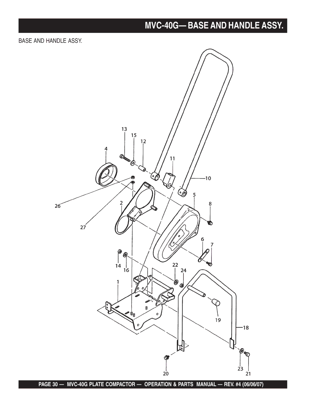 Multiquip manual MVC-40G- Base and Handle Assy 