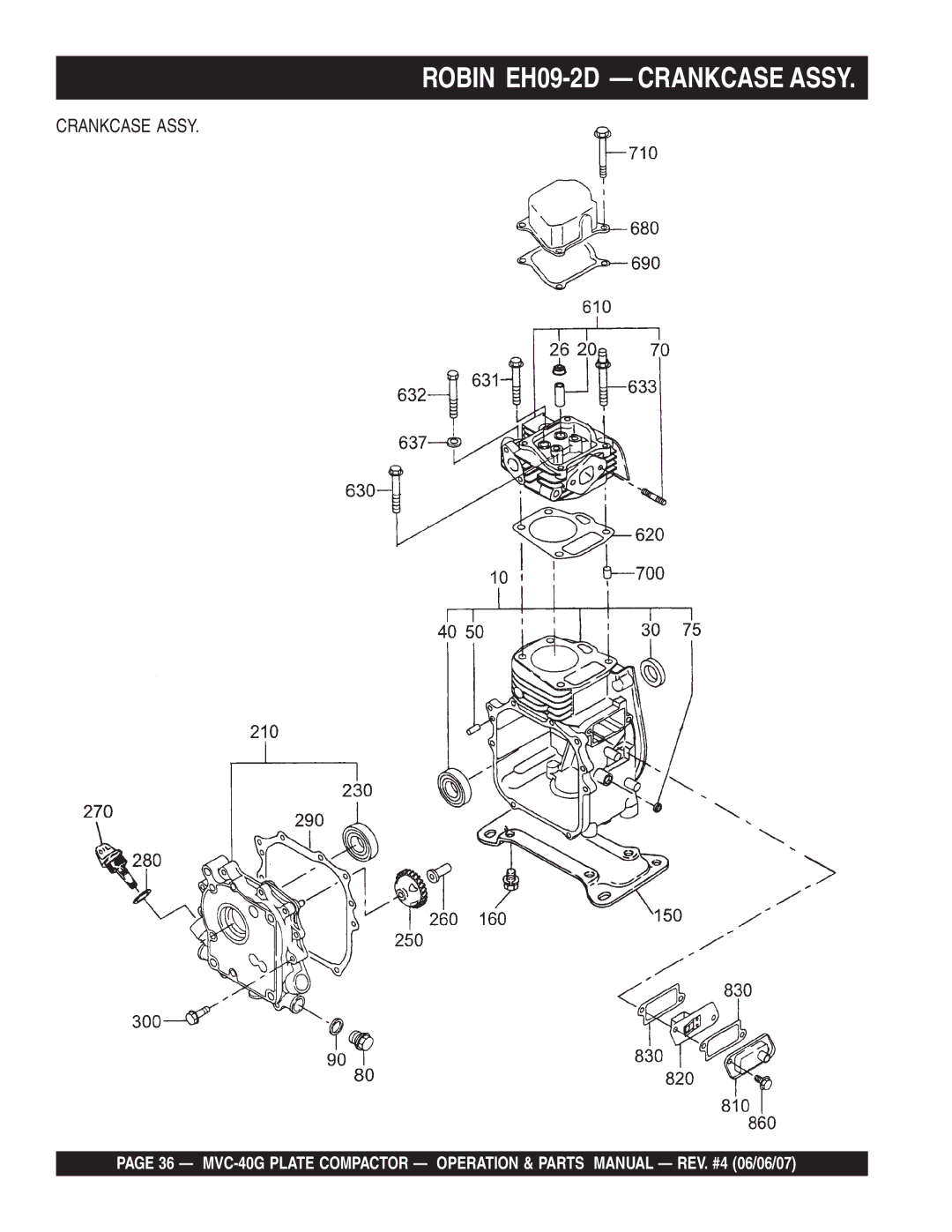 Multiquip MVC-40G manual Robin EH09-2D Crankcase Assy 