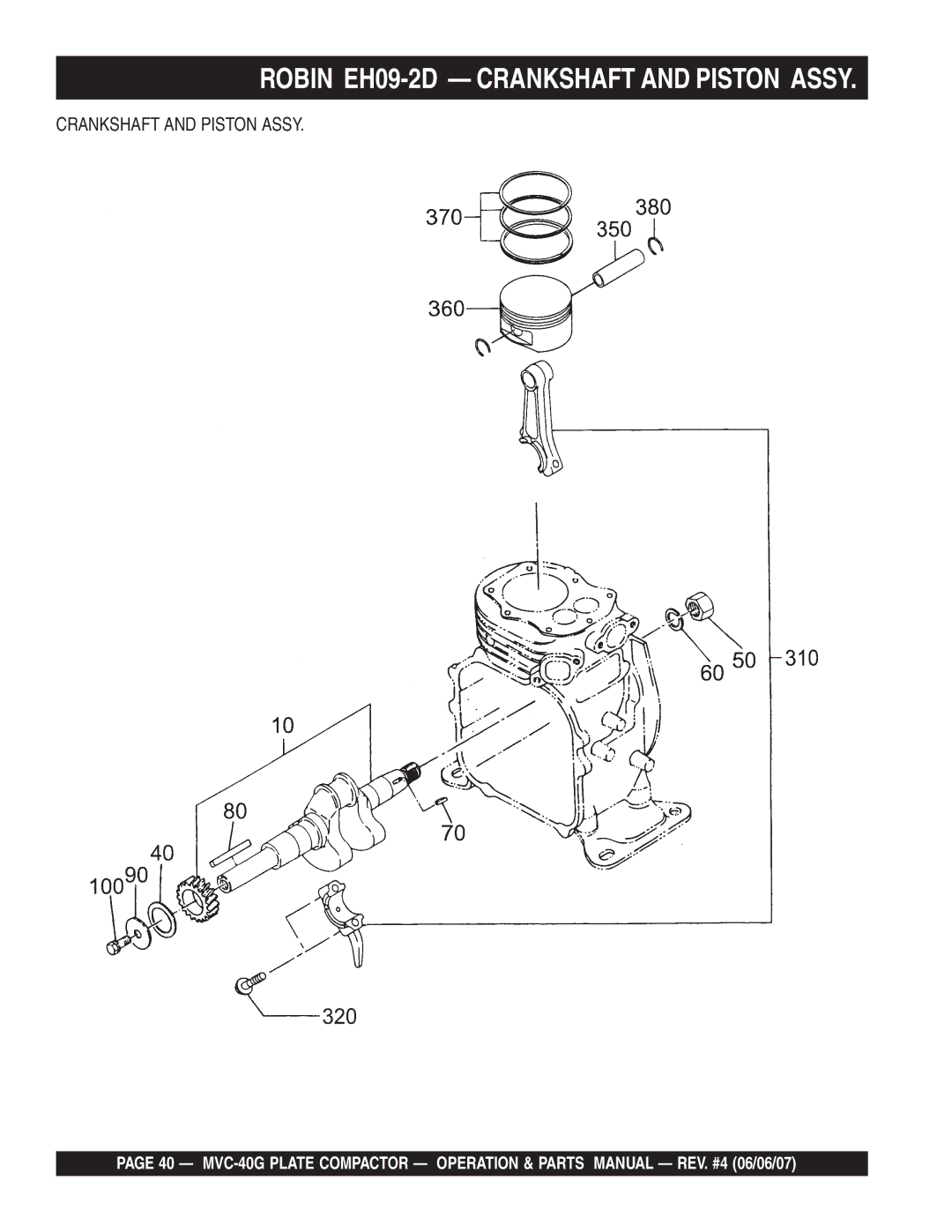 Multiquip MVC-40G manual Robin EH09-2D Crankshaft and Piston Assy 