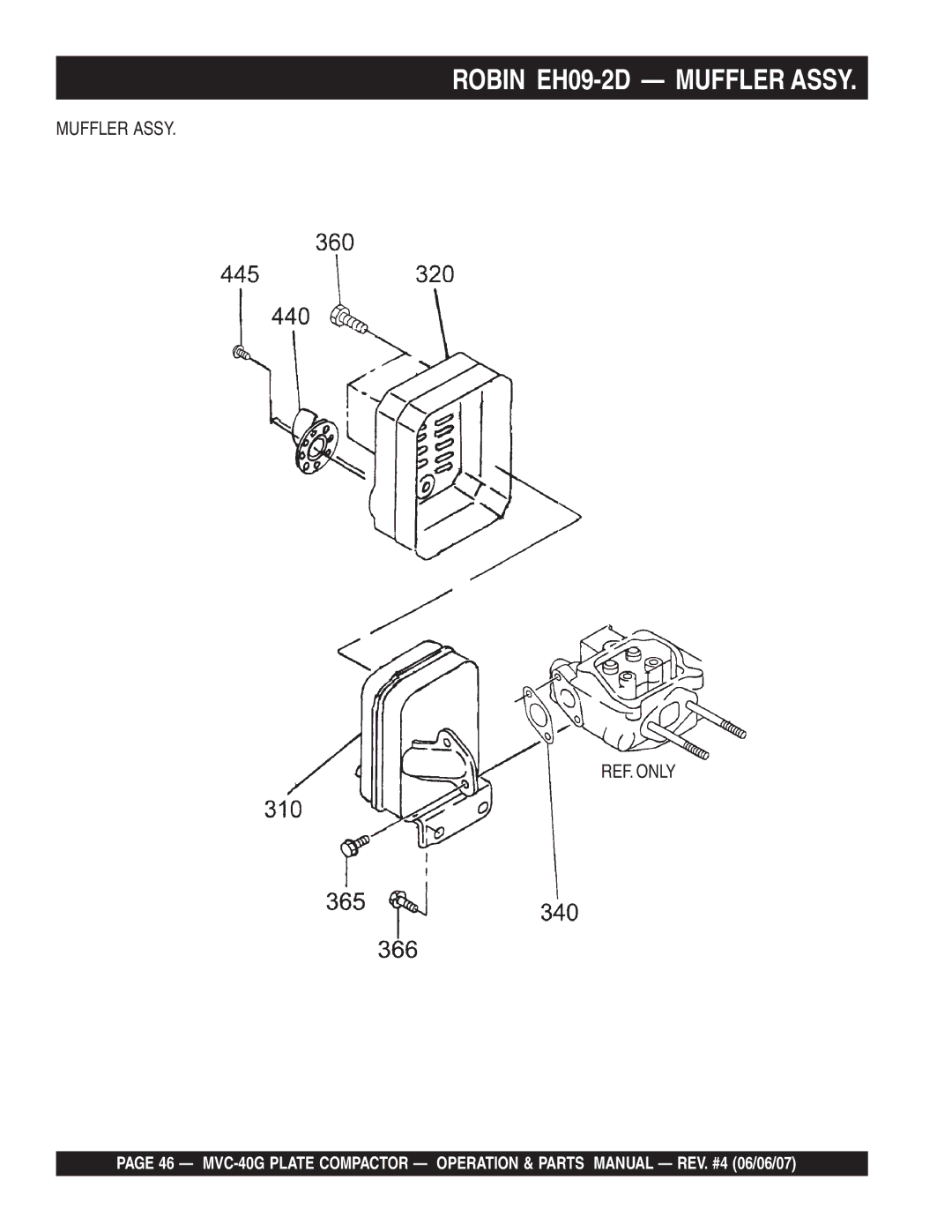 Multiquip MVC-40G manual Robin EH09-2D Muffler Assy 