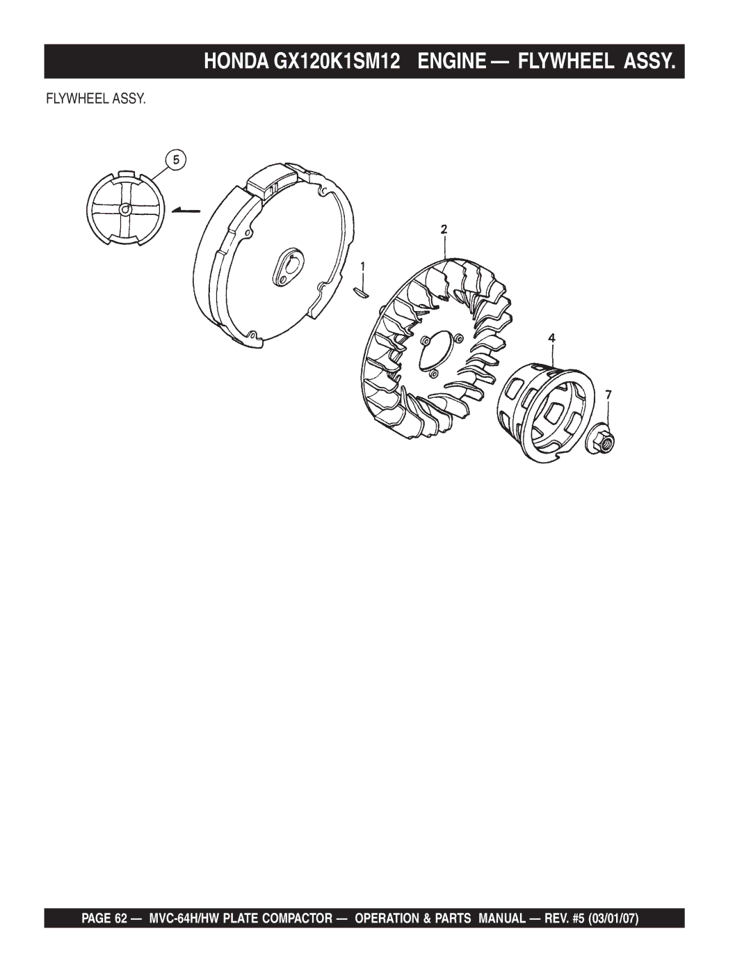 Multiquip MVC-64HW manual Honda GX120K1SM12 Engine Flywheel Assy 