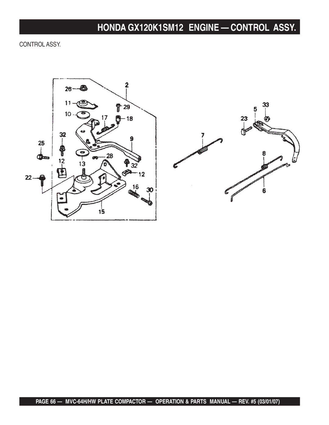 Multiquip MVC-64HW manual Honda GX120K1SM12 Engine Control Assy 