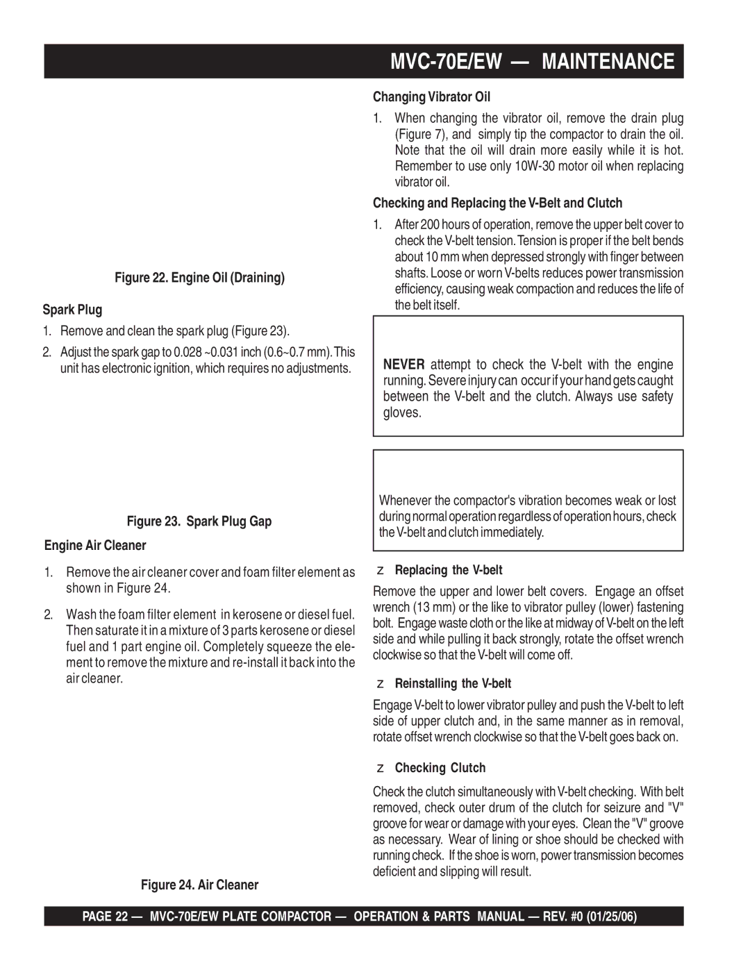 Multiquip manual MVC-70E/EW Maintenance 