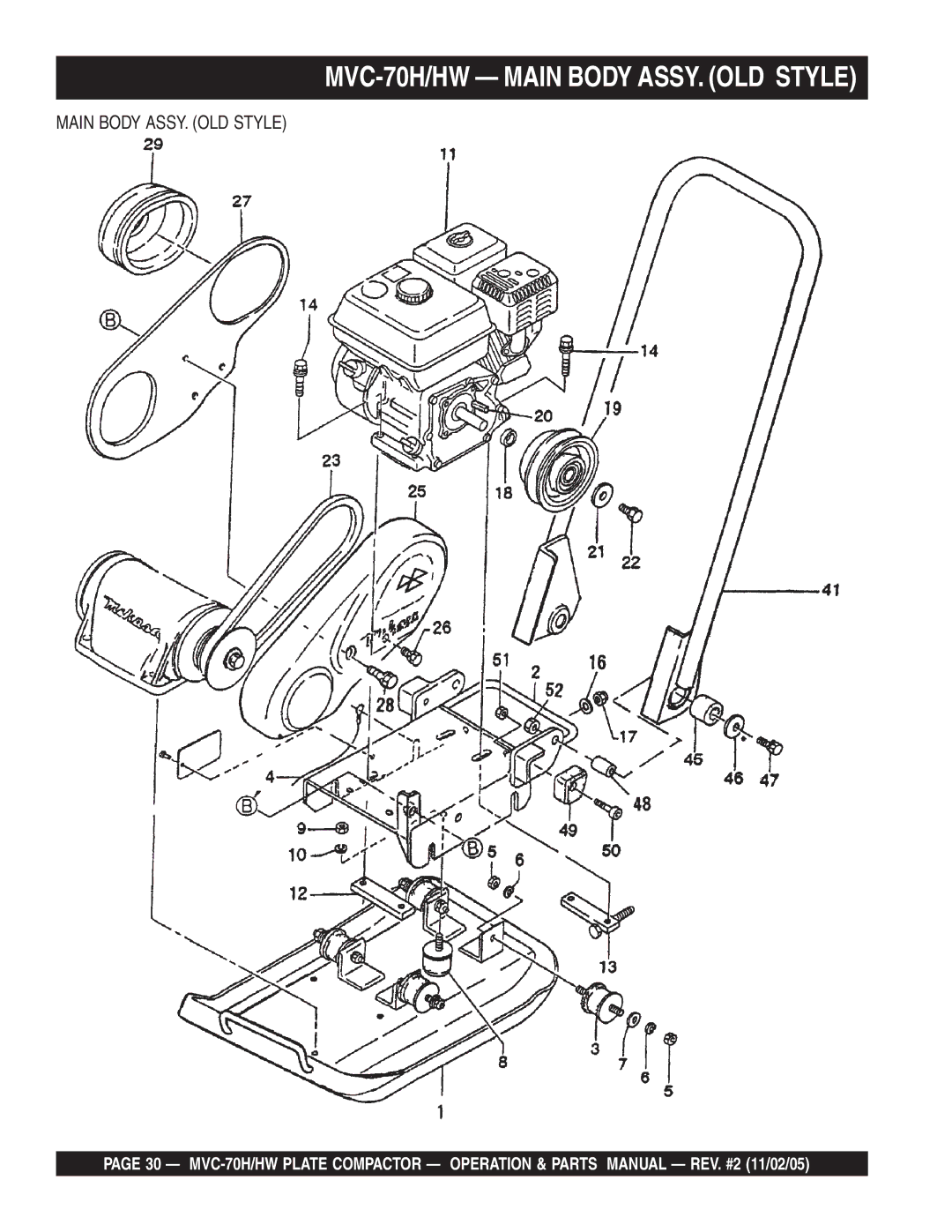 Multiquip manual MVC-70H/HW Main Body ASSY. OLD Style 