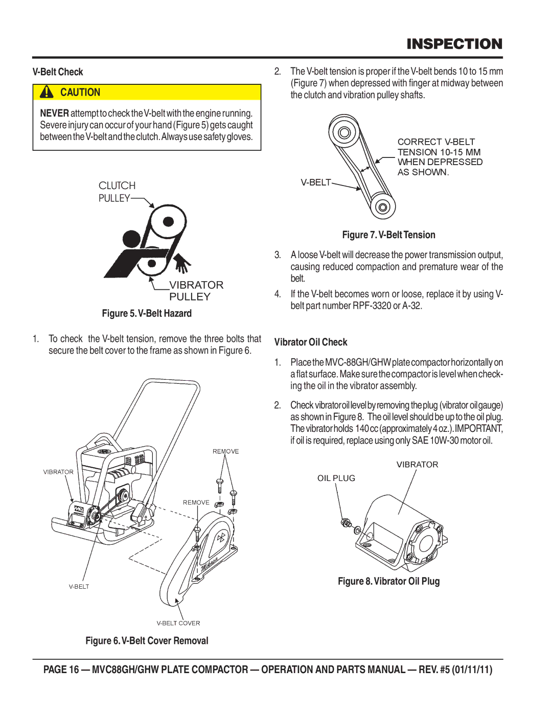 Multiquip MVC-88GHW manual Clutch Pulley Vibrator 