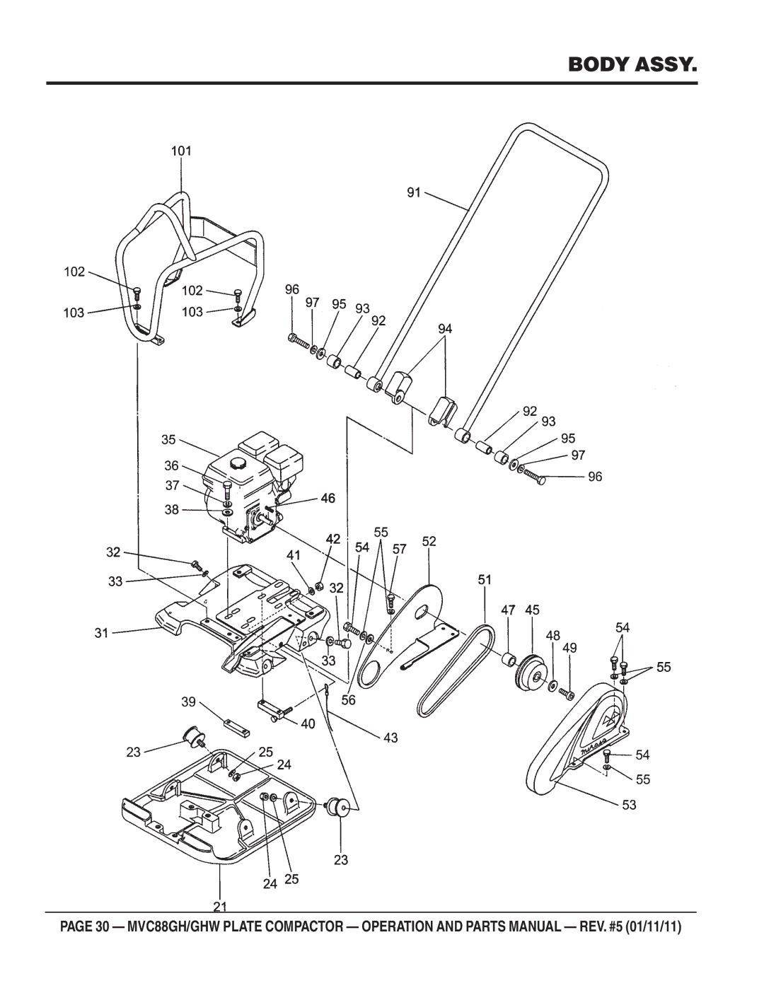 Multiquip MVC-88GHW manual Body Assy 