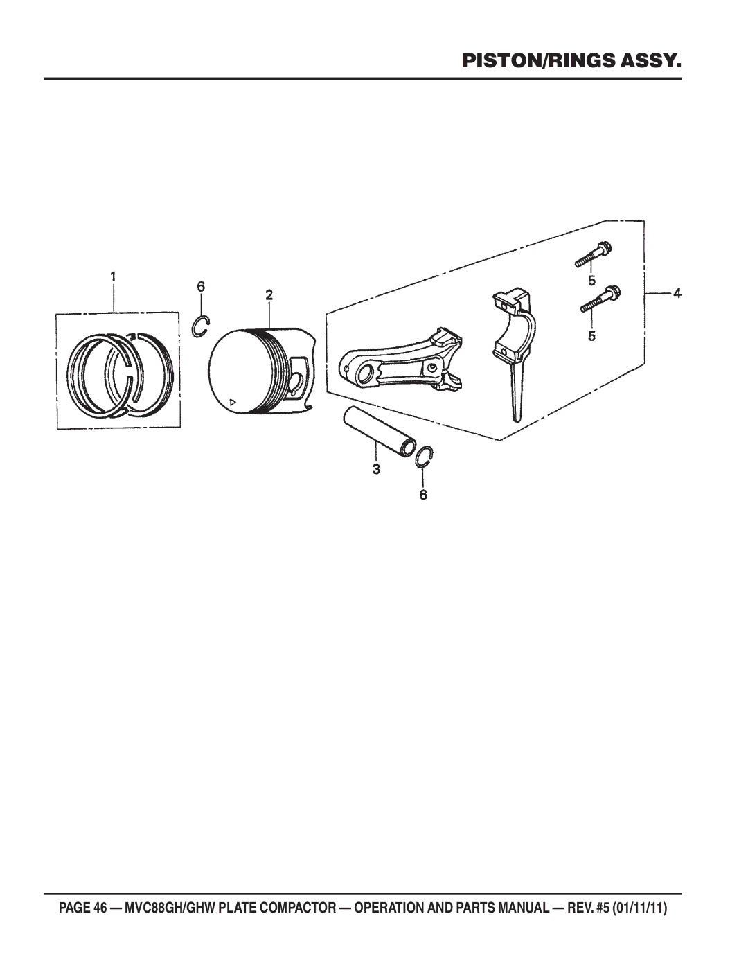 Multiquip MVC-88GHW manual PISTON/RINGS Assy 