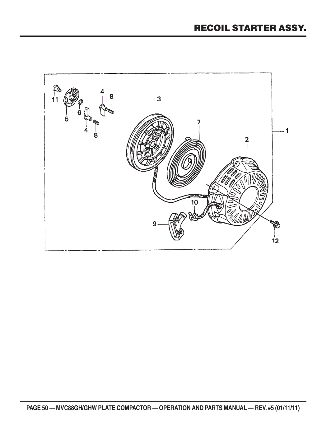 Multiquip MVC-88GHW manual Recoil Starter Assy 