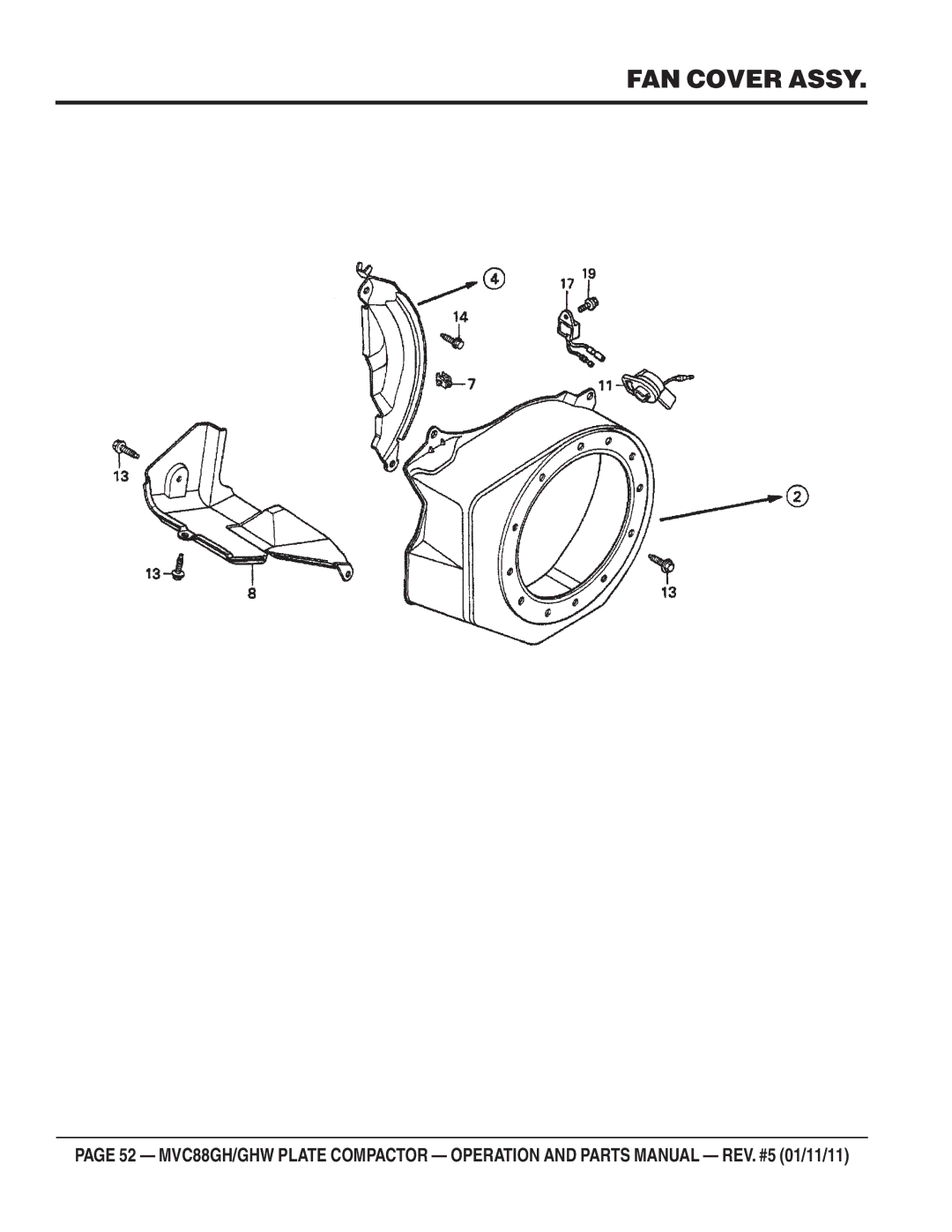 Multiquip MVC-88GHW manual FAN Cover Assy 