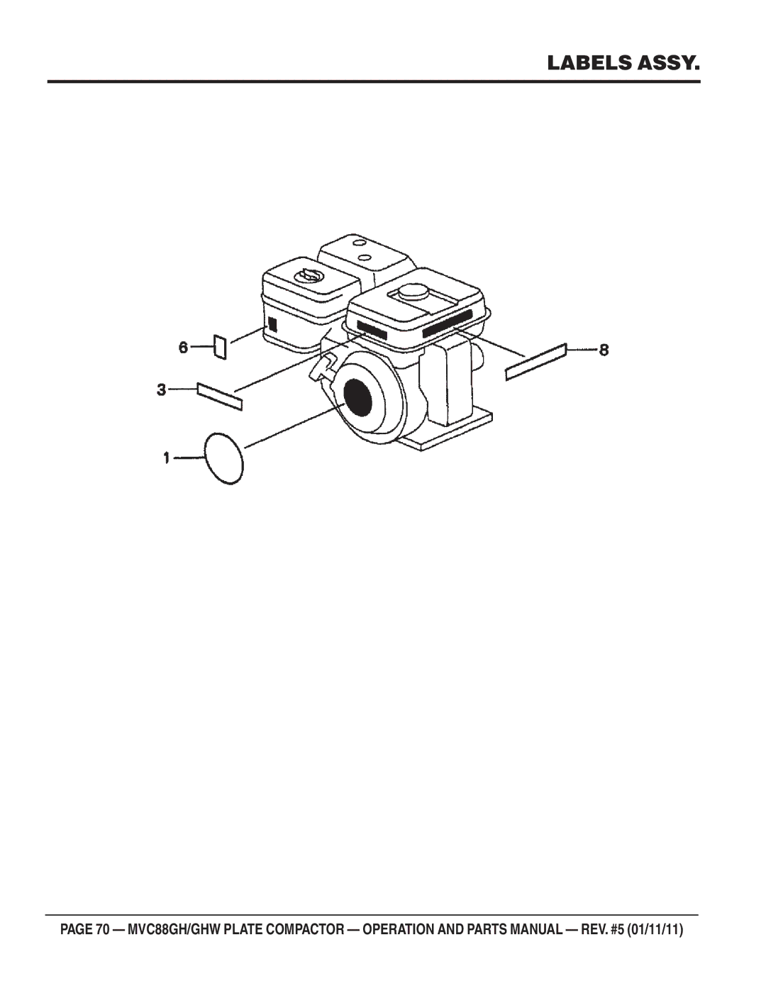 Multiquip MVC-88GHW manual Labels Assy 