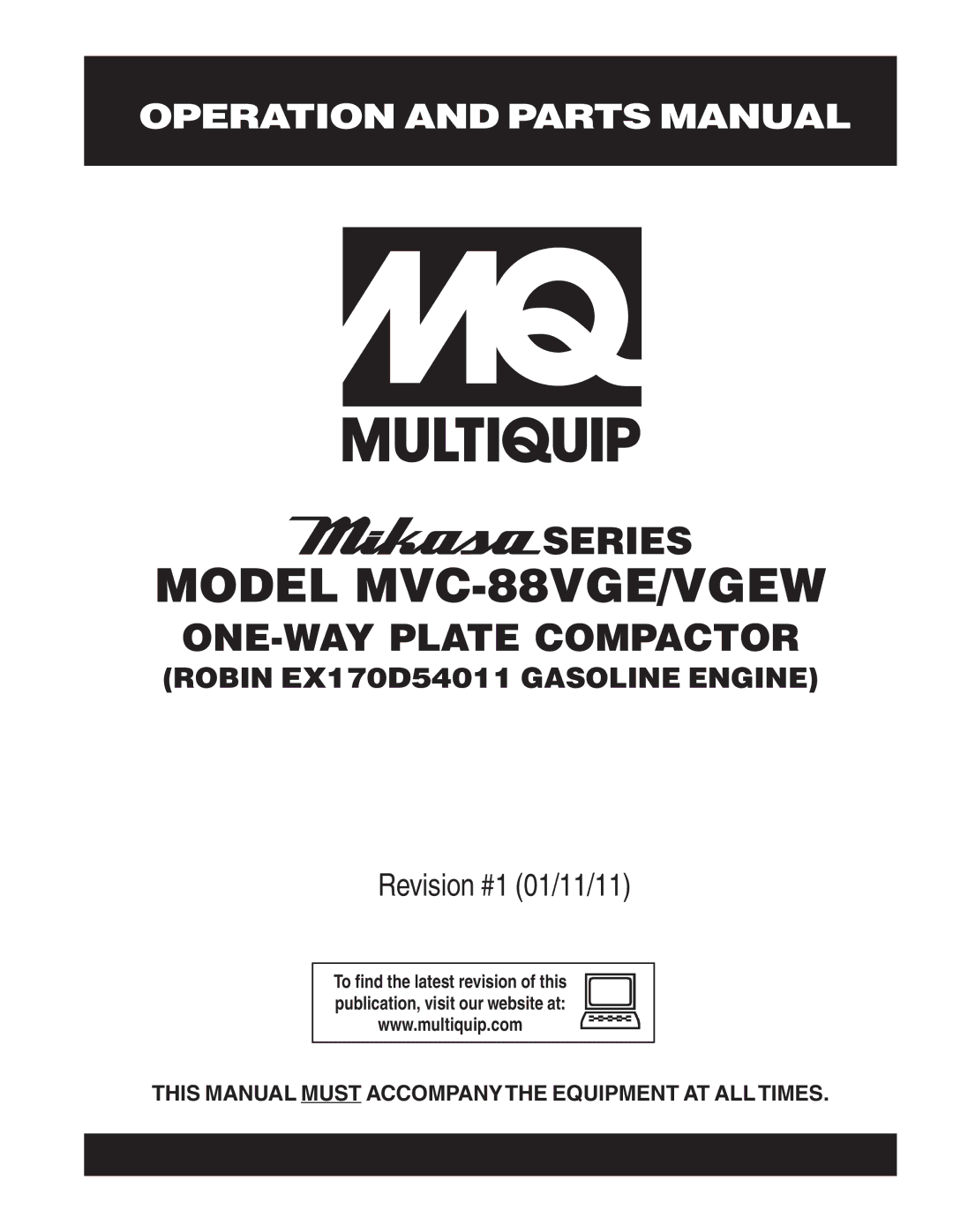 Multiquip manual Model MVC-88VGE/VGEW 