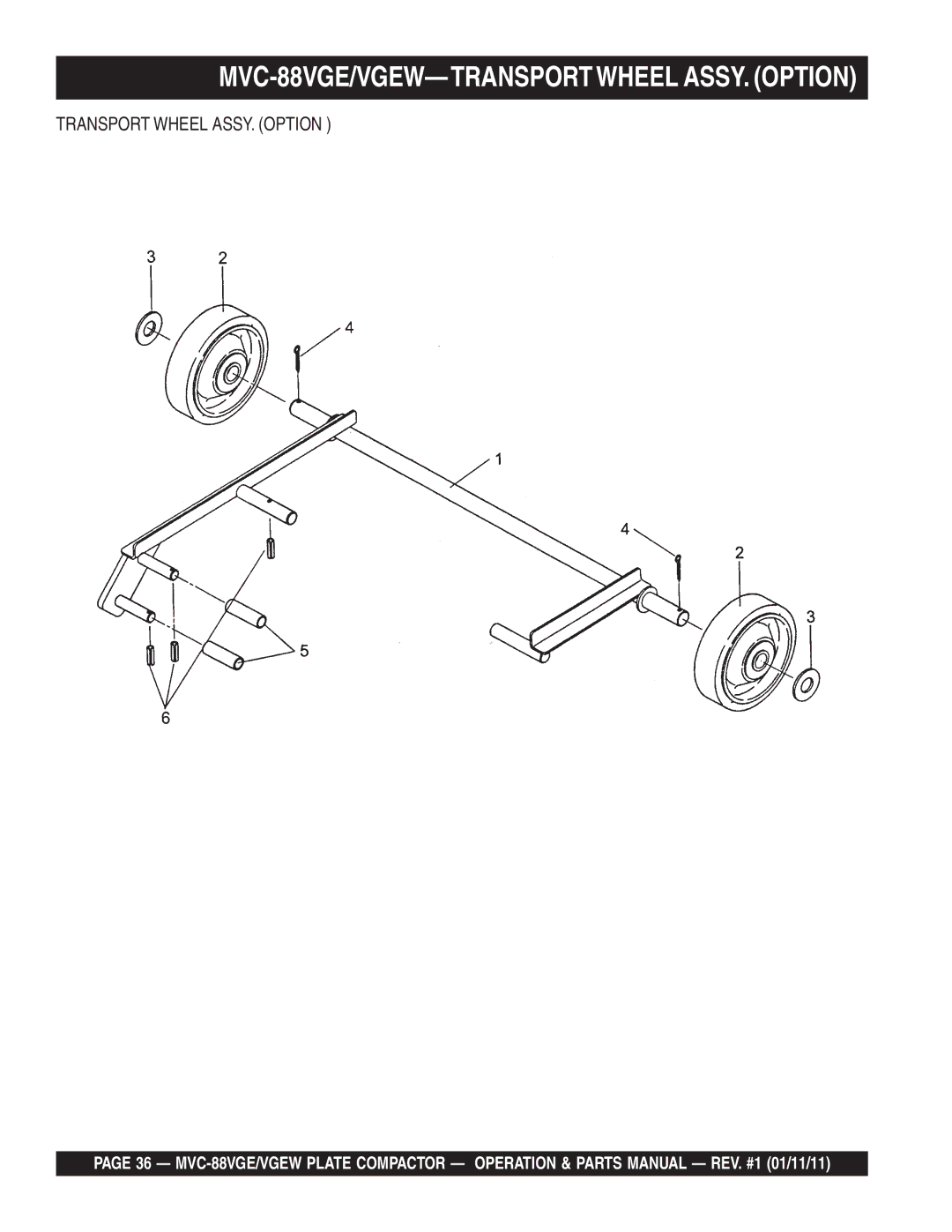 Multiquip manual MVC-88VGE/VGEW-TRANSPORTWHEEL ASSY. Option 