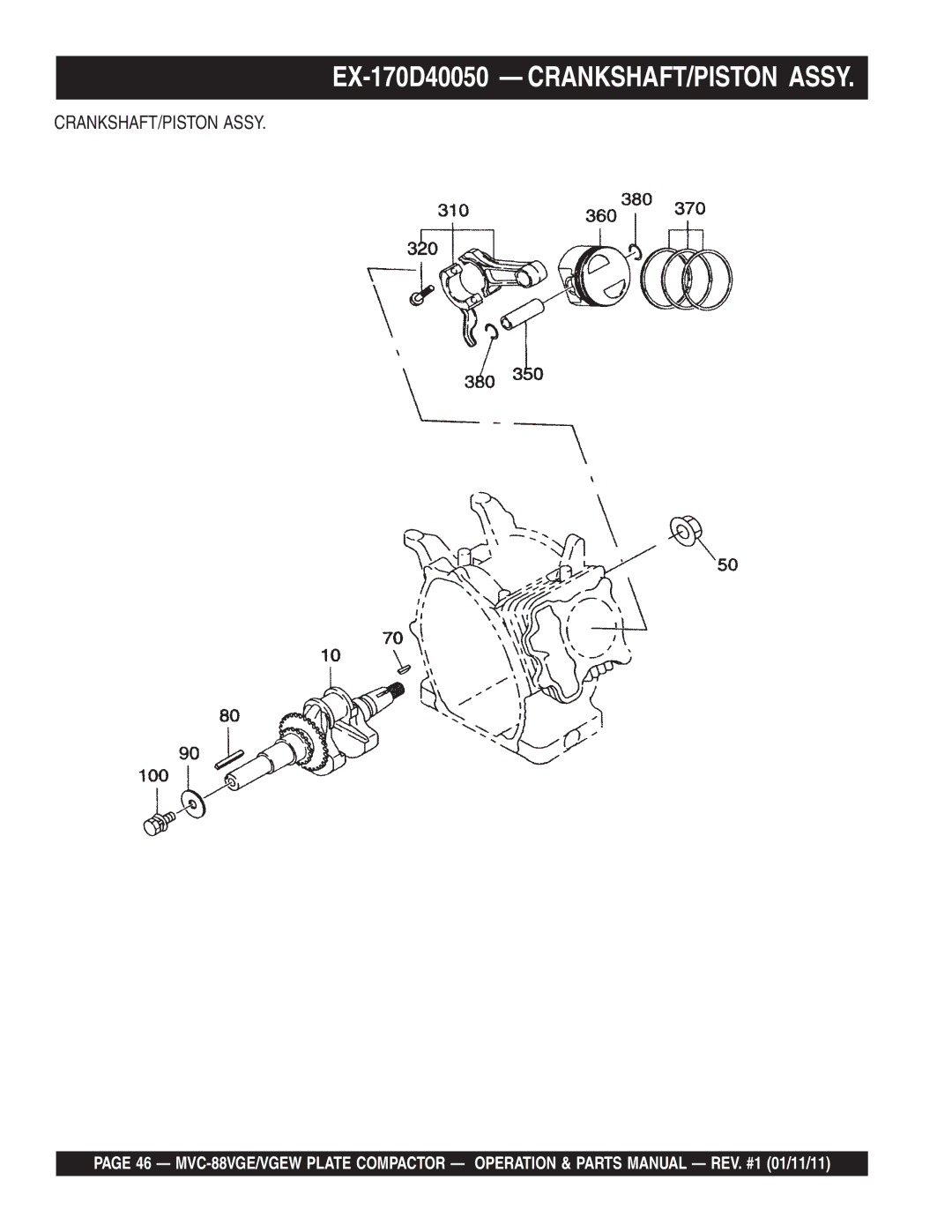 Multiquip MVC-88VGE/VGEW manual EX-170D40050 CRANKSHAFT/PISTON Assy 