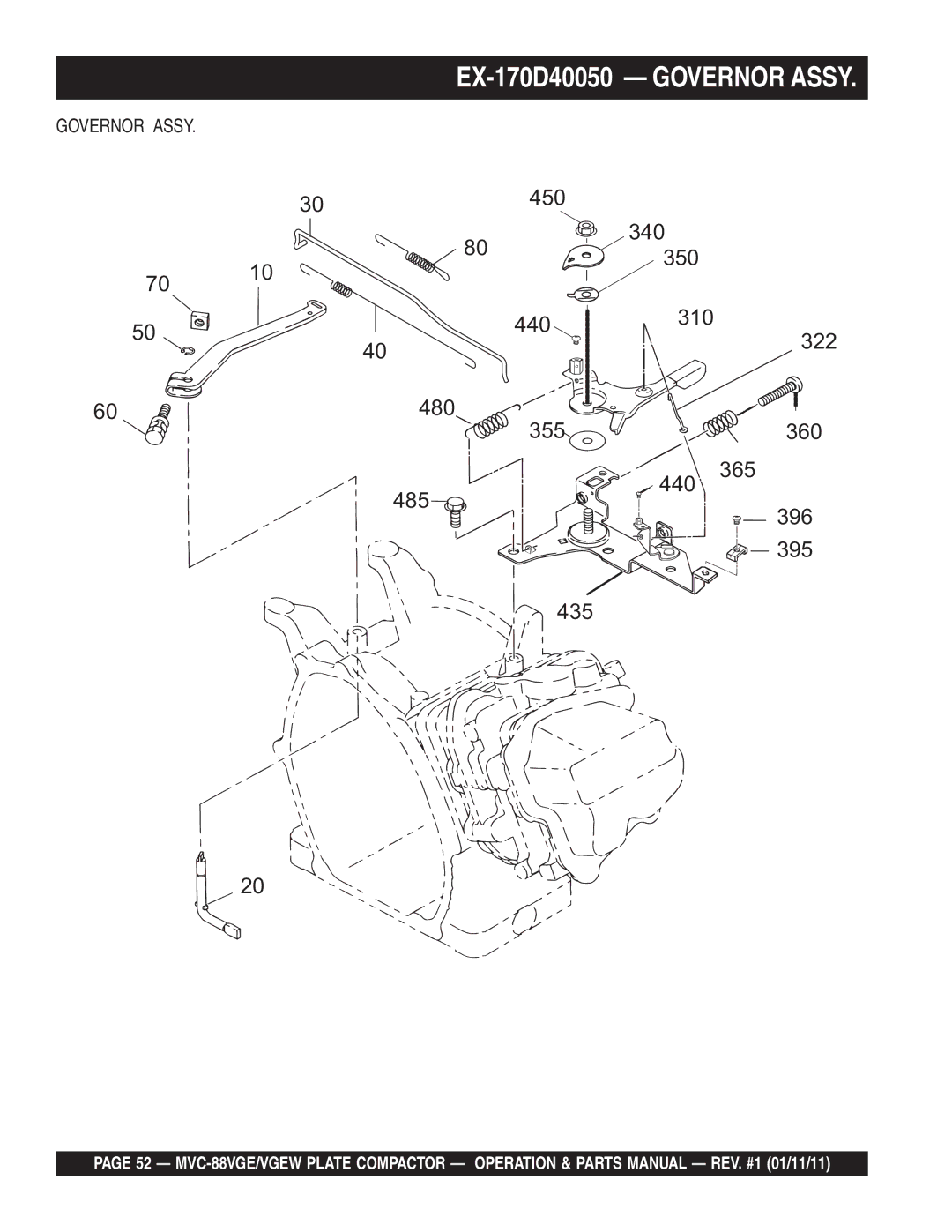 Multiquip MVC-88VGE/VGEW manual EX-170D40050 Governor Assy 