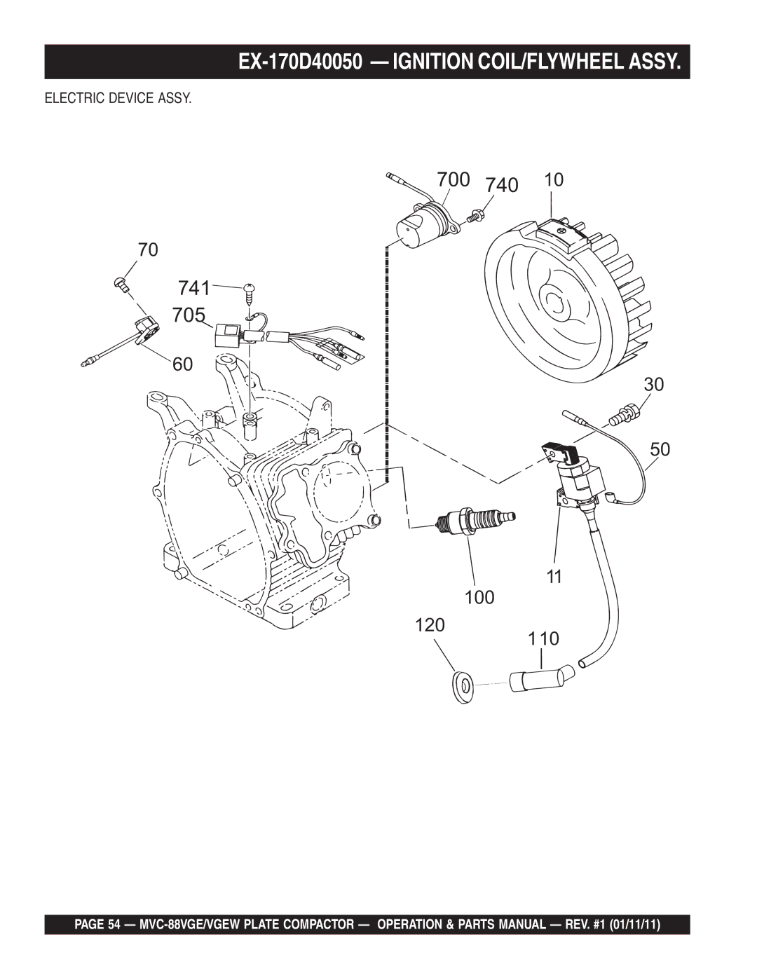 Multiquip MVC-88VGE/VGEW manual EX-170D40050 Ignition COIL/FLYWHEEL Assy 