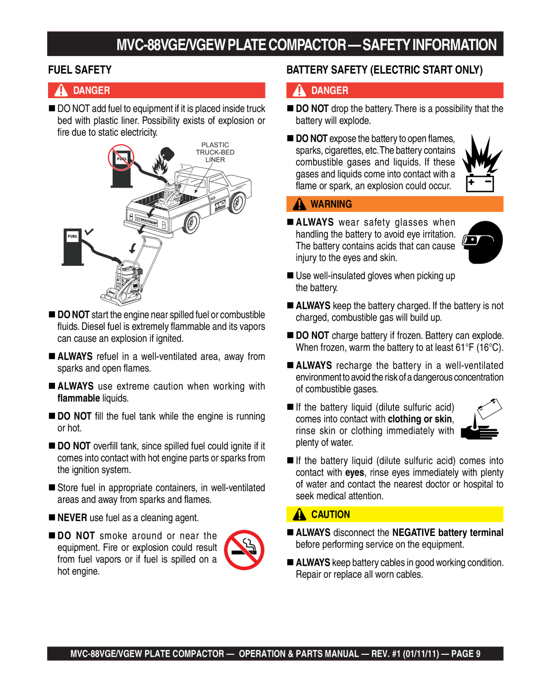 Multiquip manual MVC-88VGE/VGEWPLATECOMPACTOR-SAFETYINFORMATION 