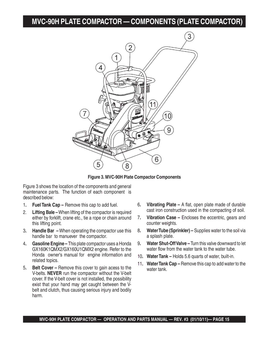 Multiquip MVC-90H manual Vibrating Plate a flat, open plate made of durable, Vibration Case Encloses the eccentric, gears 