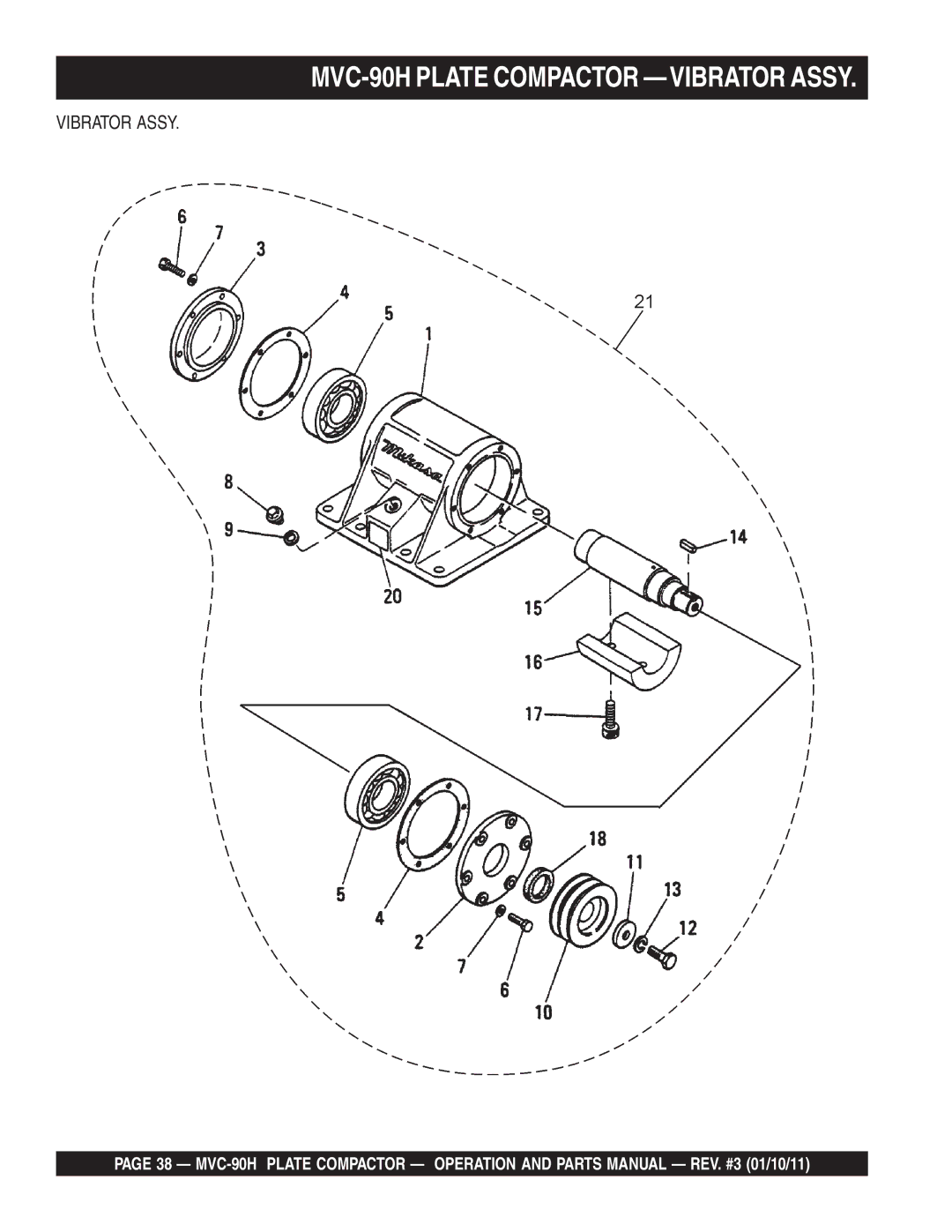 Multiquip manual MVC-90H Plate Compactor -VIBRATOR Assy 