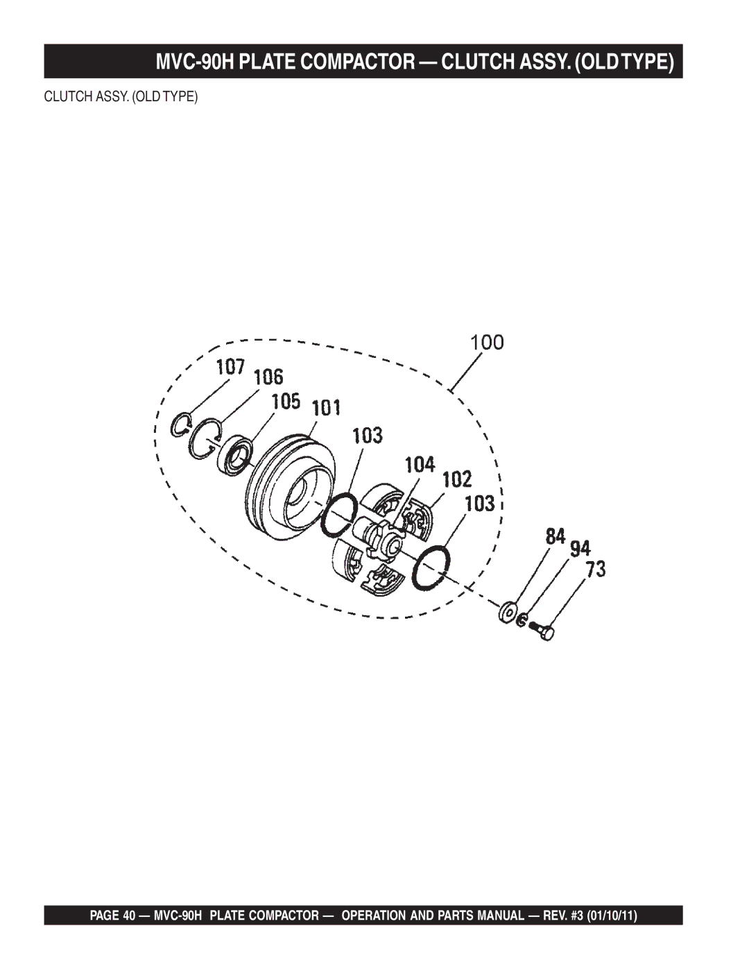 Multiquip manual MVC-90H Plate Compactor Clutch ASSY. Oldtype 