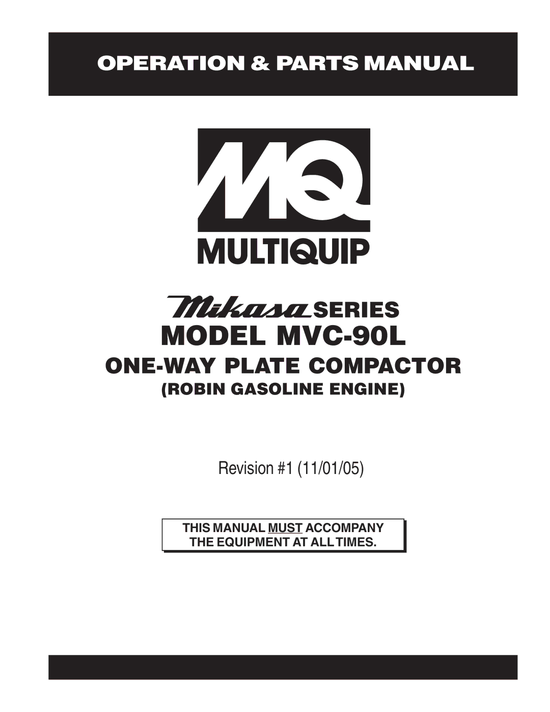 Multiquip manual Model MVC-90L 