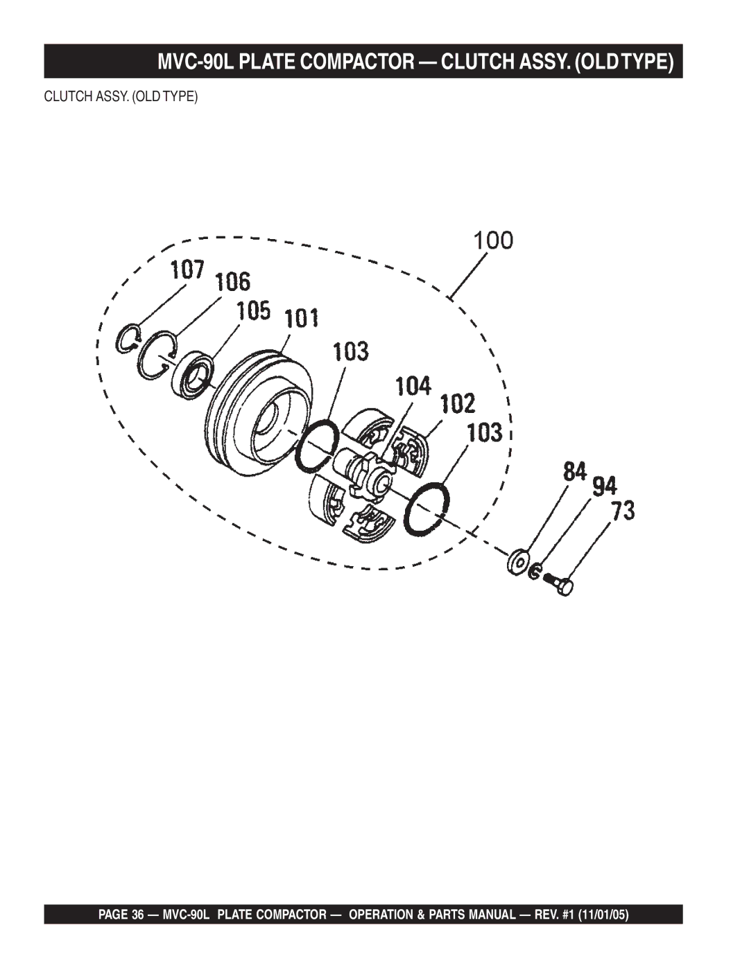 Multiquip manual MVC-90L Plate Compactor Clutch ASSY. Oldtype 