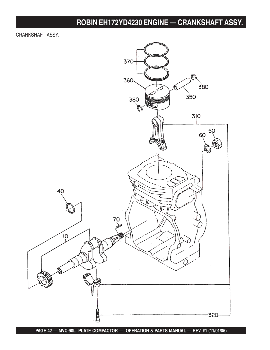 Multiquip MVC-90L manual Robin EH172YD4230 Engine Crankshaft Assy 