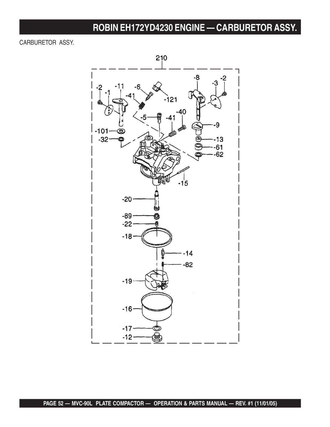 Multiquip MVC-90L manual Robin EH172YD4230 Engine Carburetor Assy 