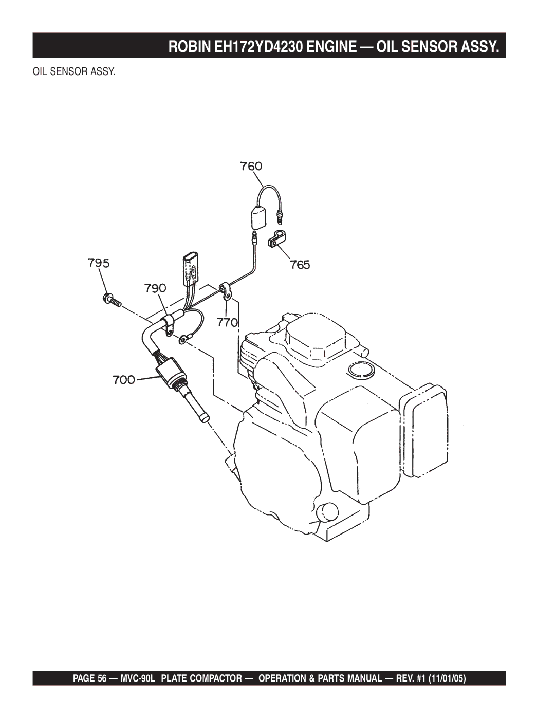 Multiquip MVC-90L manual Robin EH172YD4230 Engine OIL Sensor Assy 