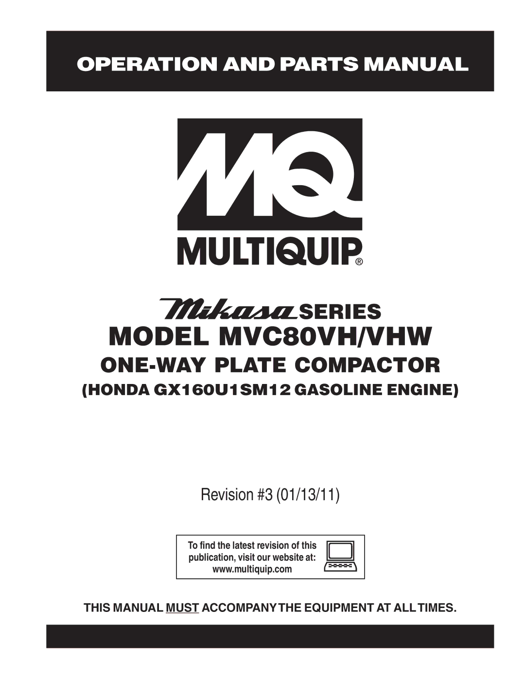 Multiquip manual Model MVC80VH/VHW 