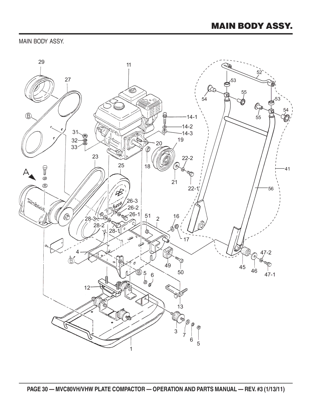 Multiquip MVC80VH/VHW manual Main Body Assy 