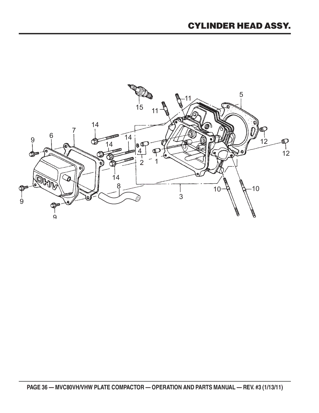 Multiquip MVC80VH/VHW manual Cylinder Head Assy 