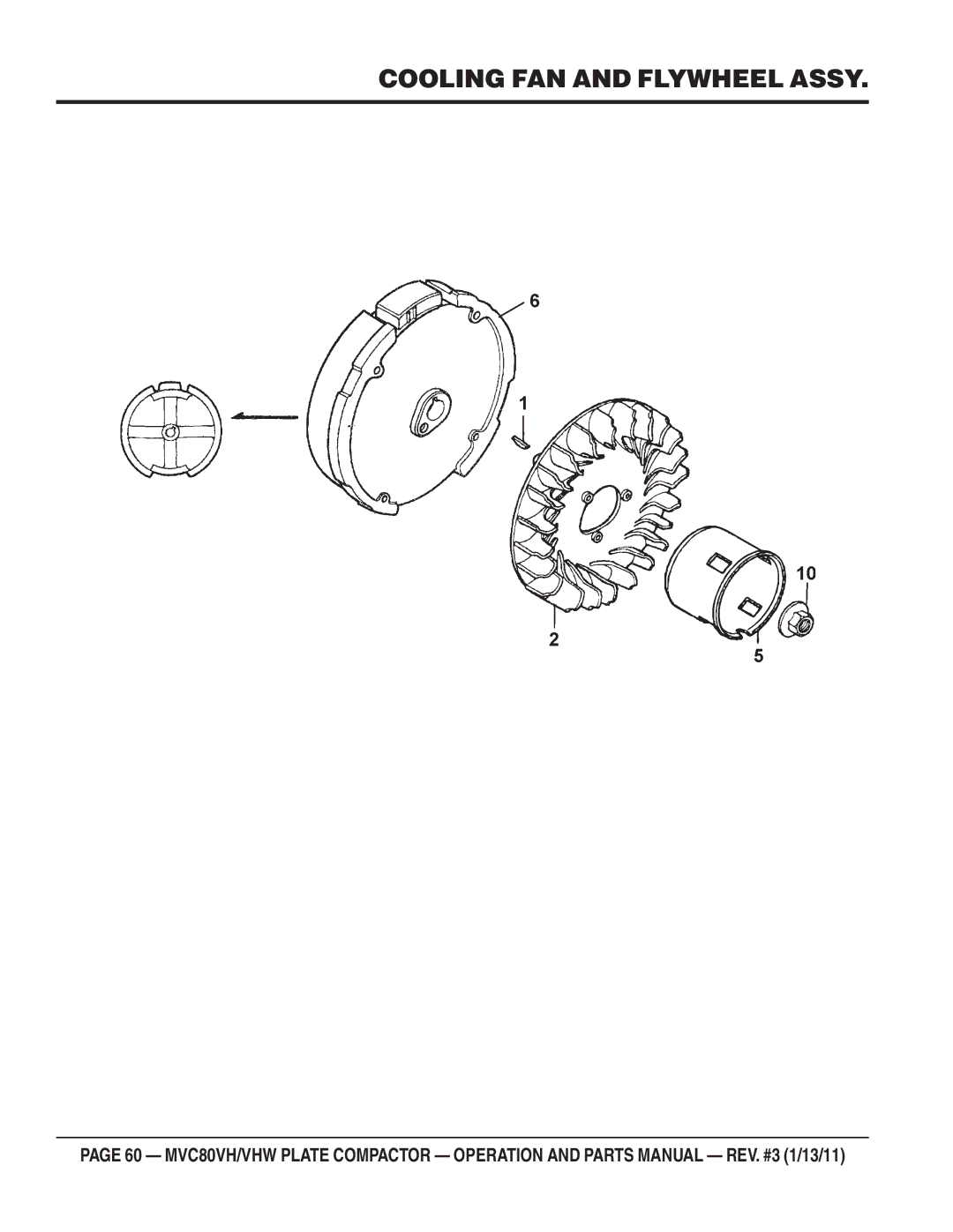 Multiquip MVC80VH/VHW manual Cooling FAN and Flywheel Assy 