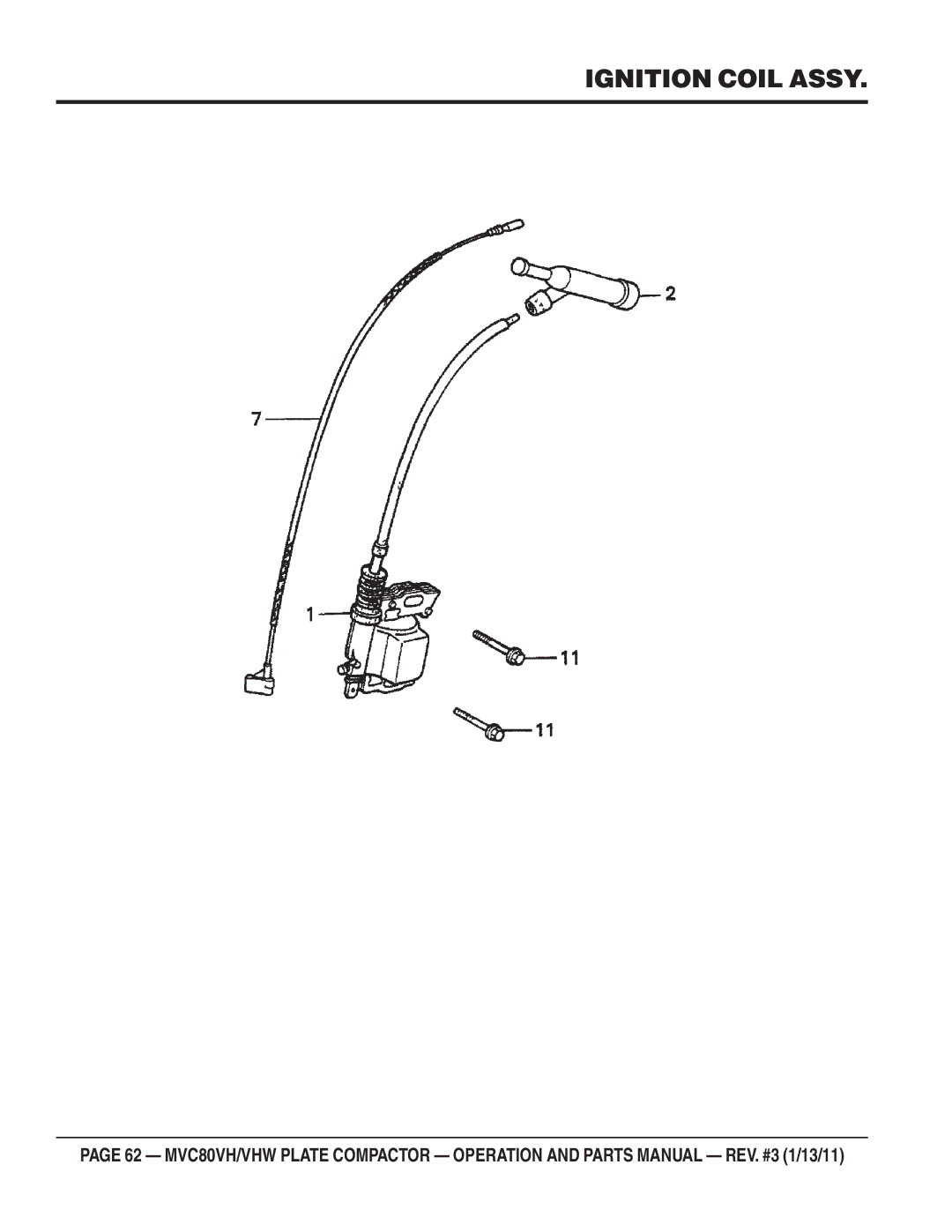 Multiquip MVC80VH/VHW manual Ignition Coil Assy 