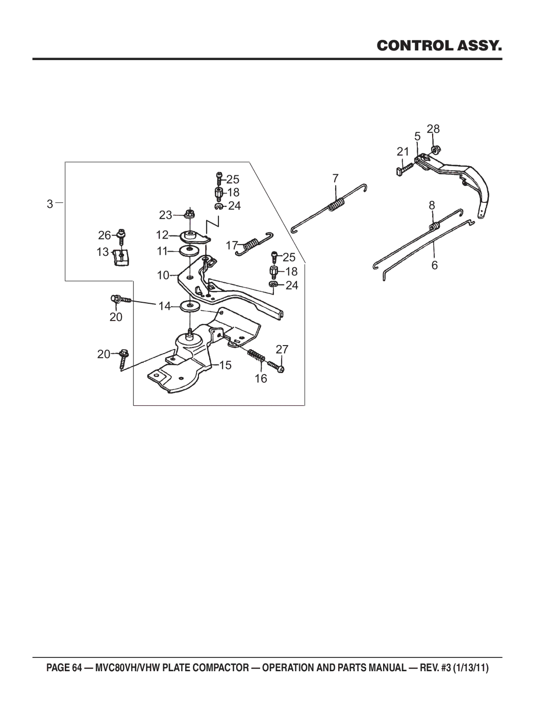 Multiquip MVC80VH/VHW manual Control Assy 