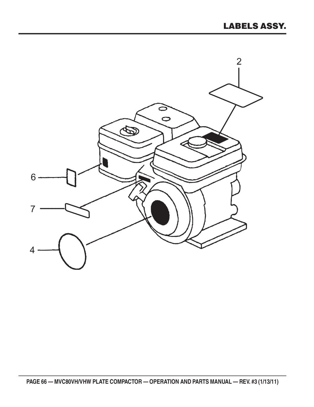 Multiquip MVC80VH/VHW manual Labels Assy 