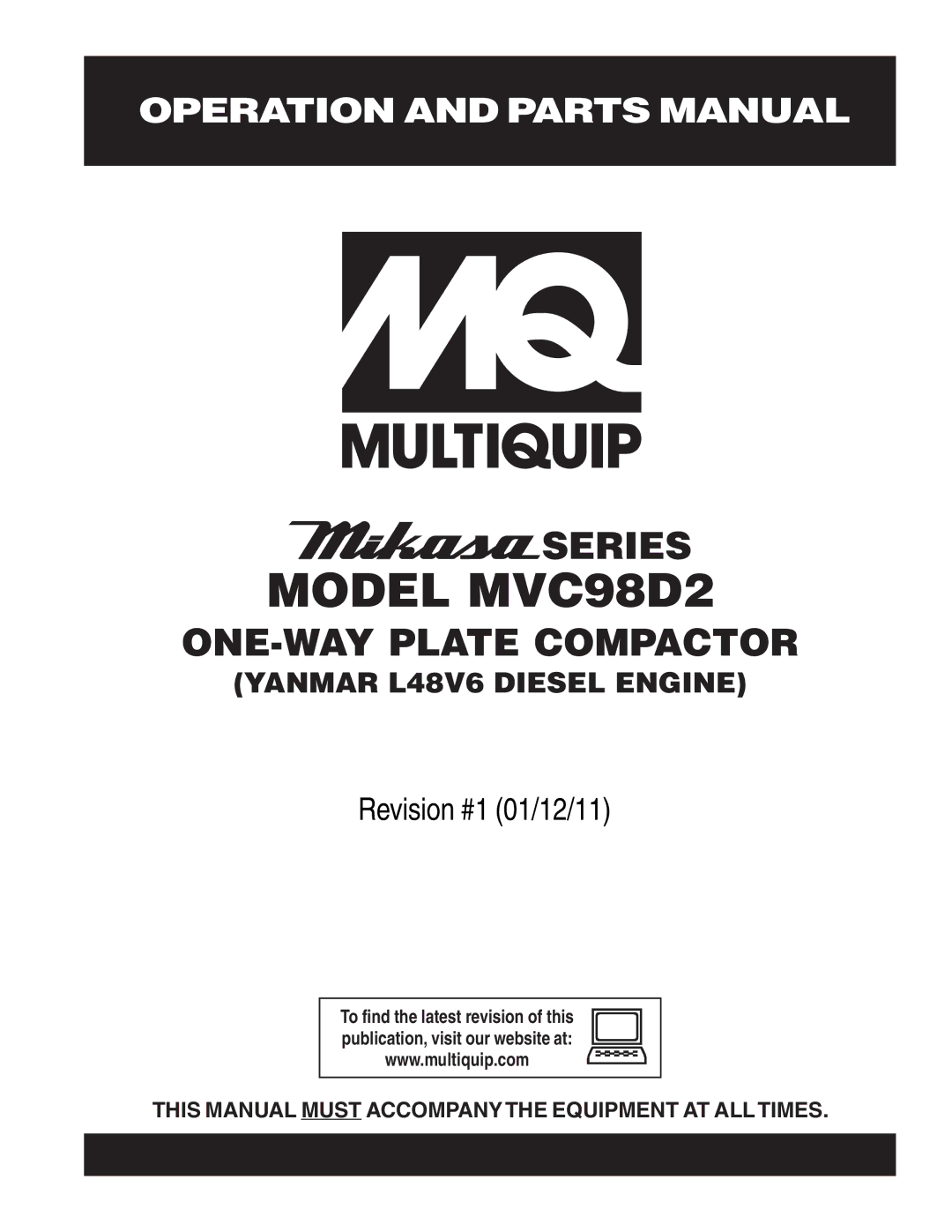 Multiquip manual Model MVC98D2 