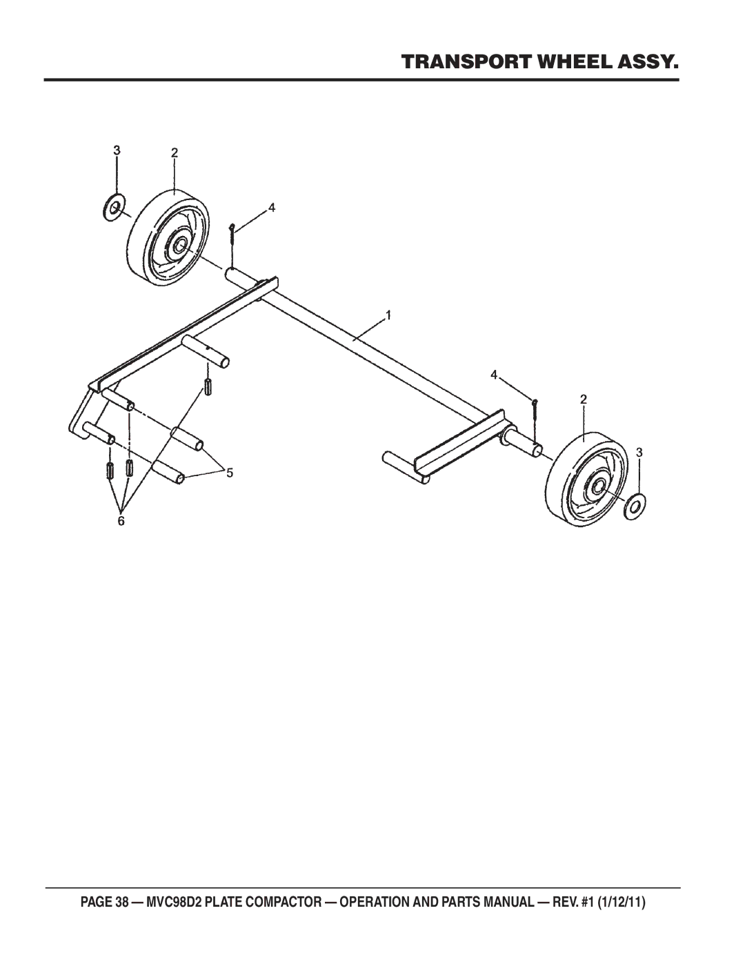 Multiquip MVC98D2 manual Transport Wheel Assy 