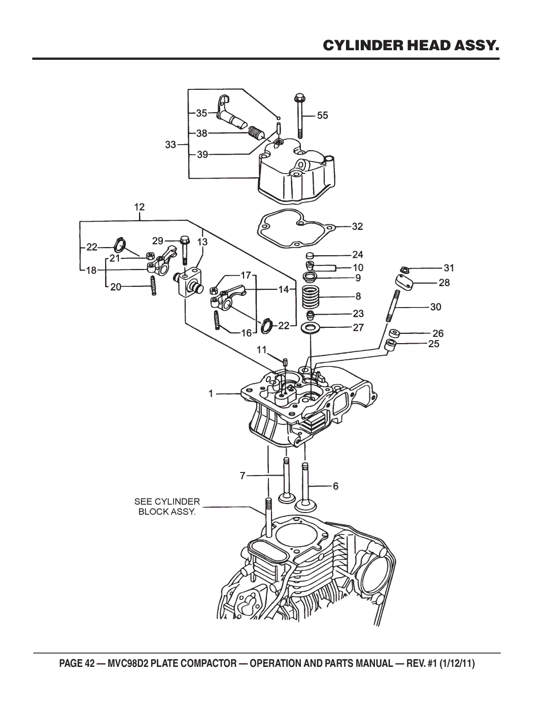 Multiquip MVC98D2 manual Cylinder Head Assy 