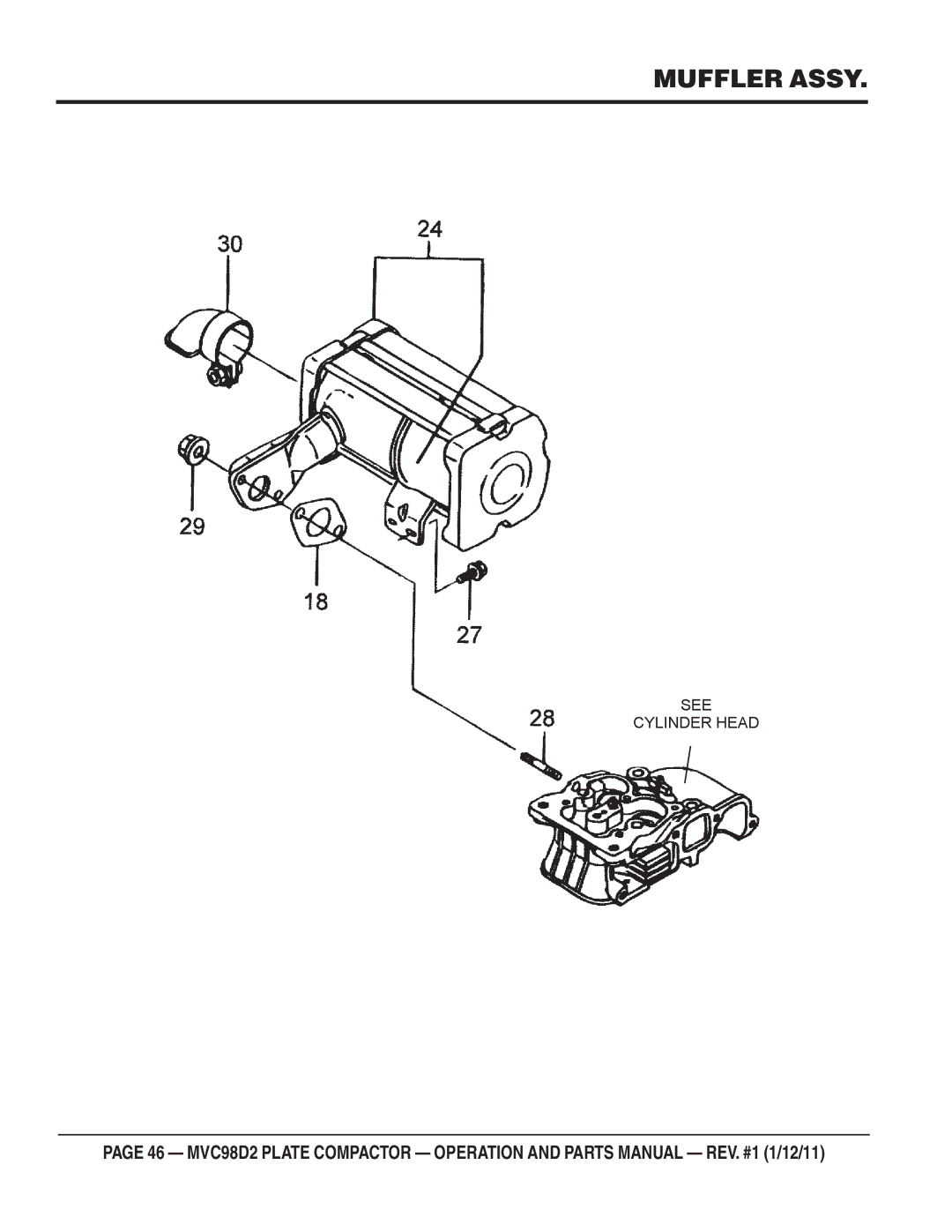 Multiquip MVC98D2 manual Muffler Assy 