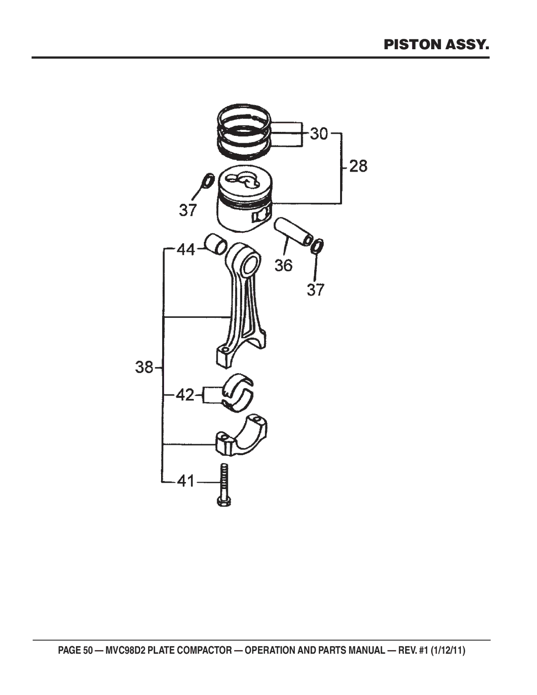 Multiquip MVC98D2 manual Piston Assy 