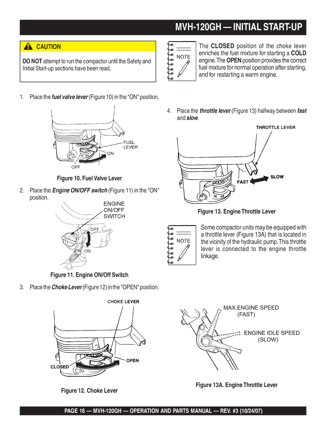 Multiquip manual MVH-120GH Initial START-UP, MVH-120GH Operation and Parts Manual REV. #3 10/24/07 