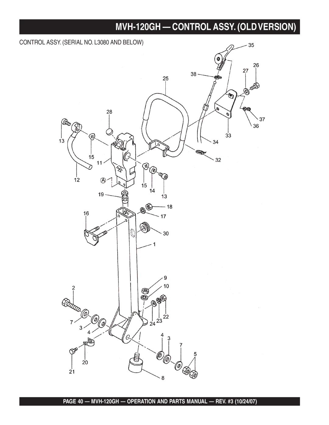 Multiquip manual MVH-120GH Control ASSY. Oldversion, Control ASSY. Serial NO. L3080 and below 