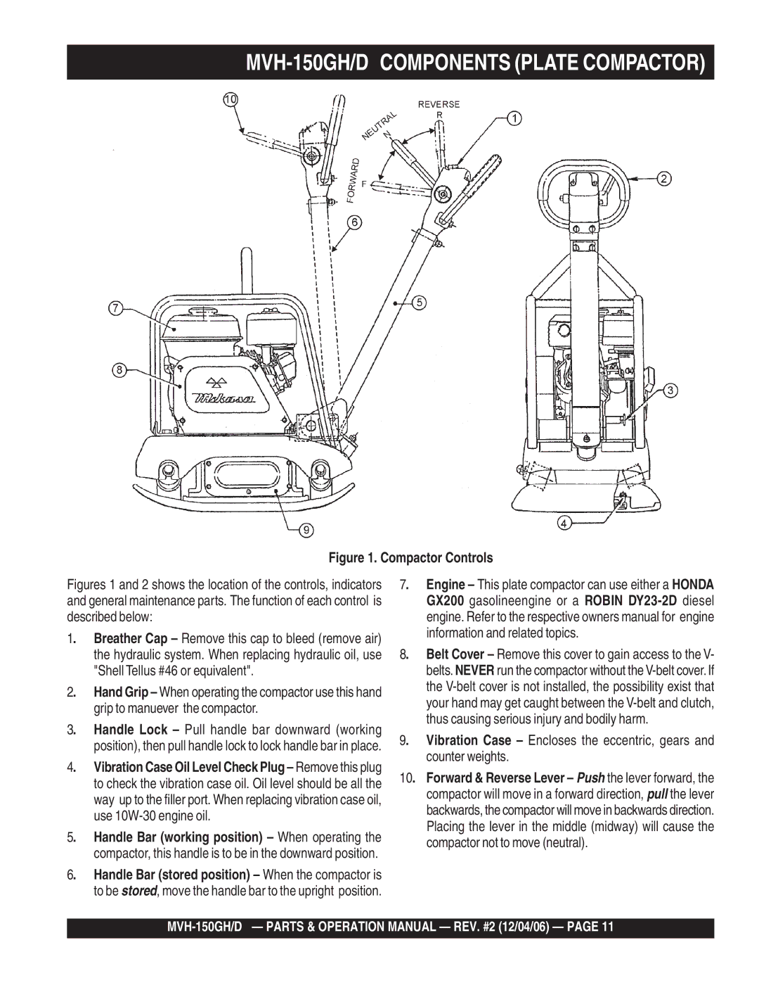 Multiquip MVH-150D, MVH-150GH manual Information and related topics, Thus causing serious injury and bodily harm 