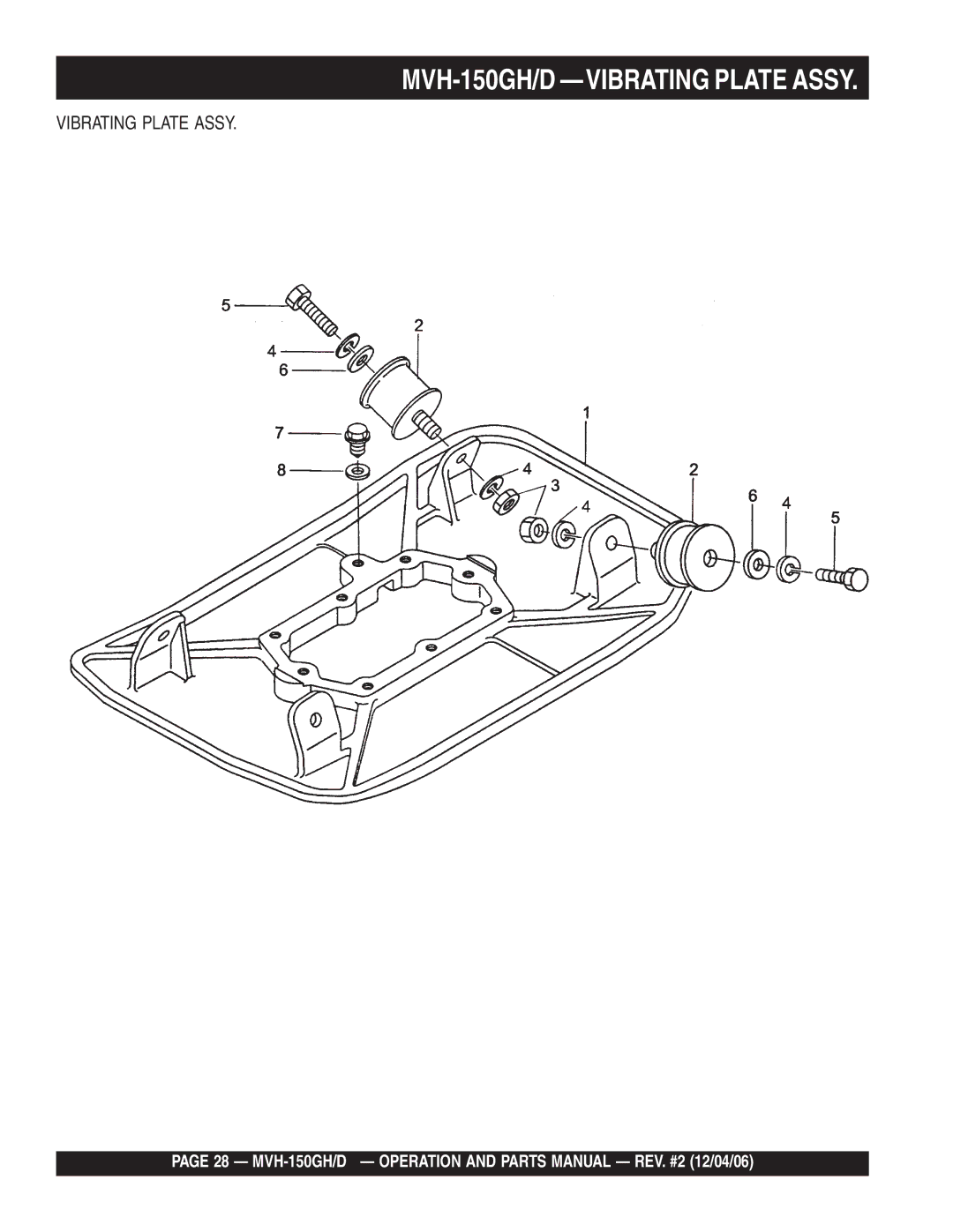 Multiquip MVH-150D manual MVH-150GH/D -VIBRATING Plate Assy 