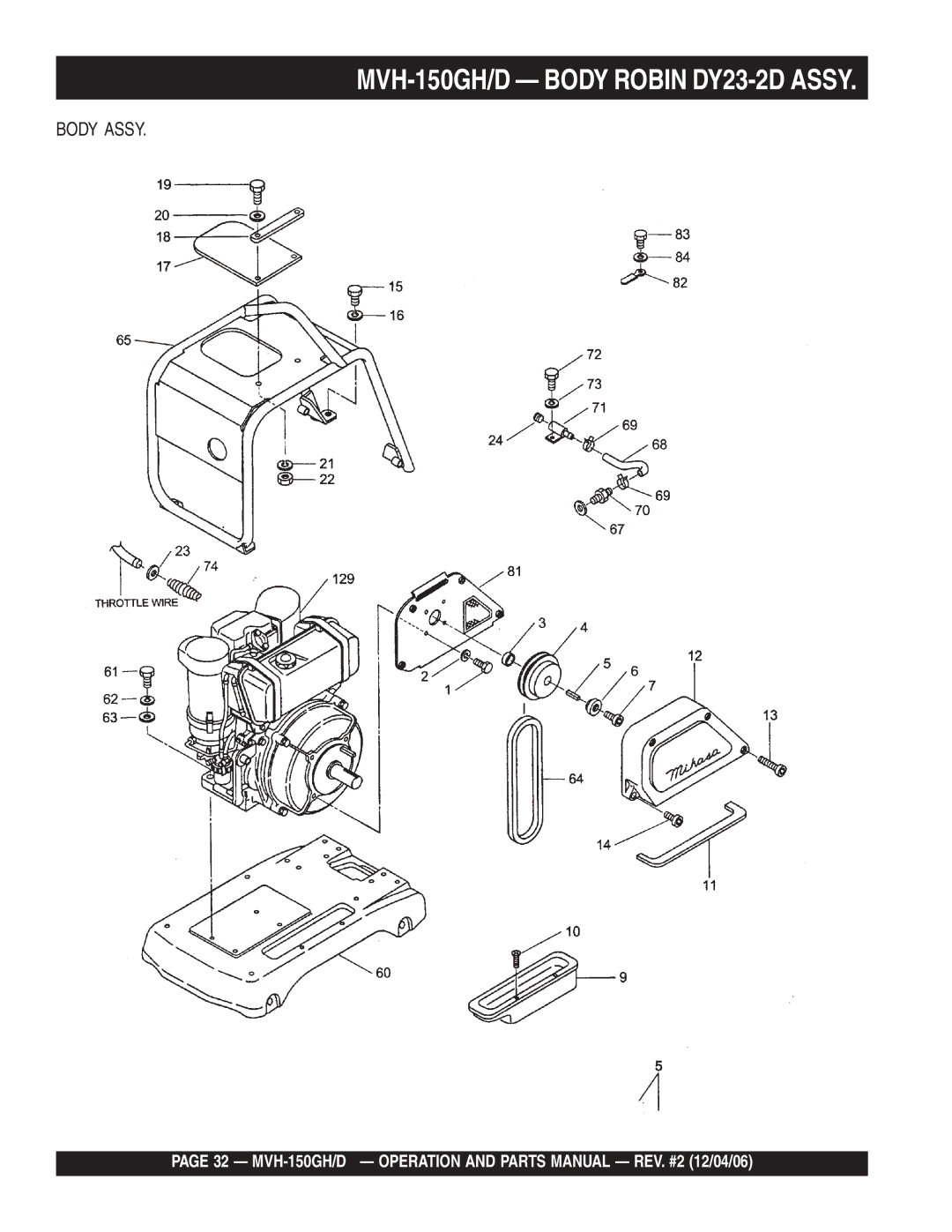 Multiquip MVH-150D manual MVH-150GH/D Body Robin DY23-2D Assy 