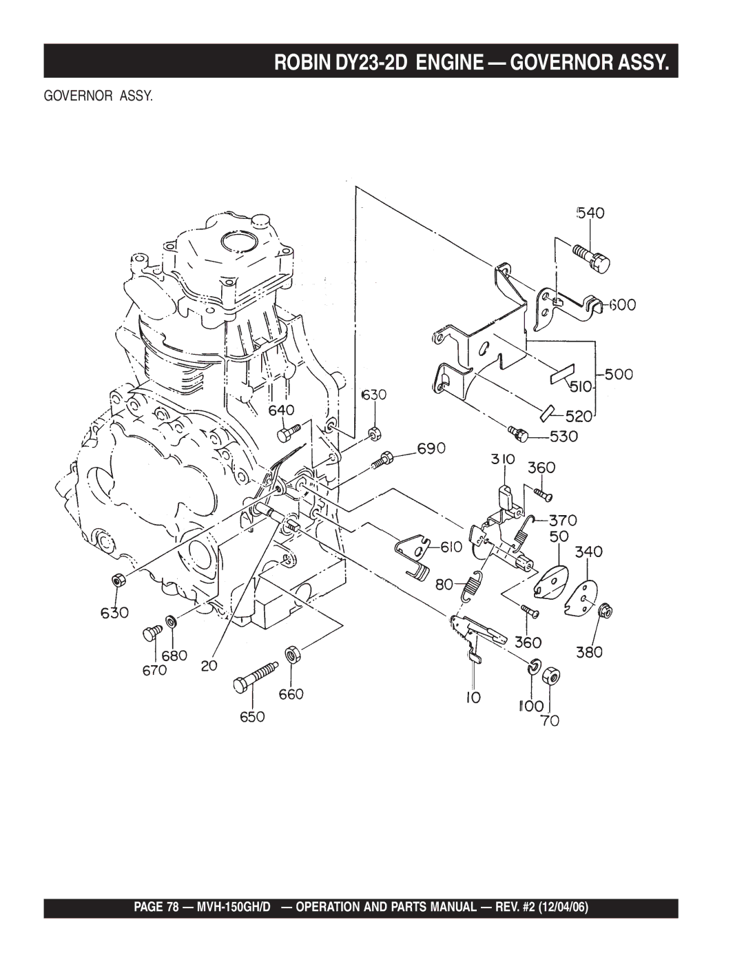 Multiquip MVH-150GH, MVH-150D manual Robin DY23-2D Engine Governor Assy 