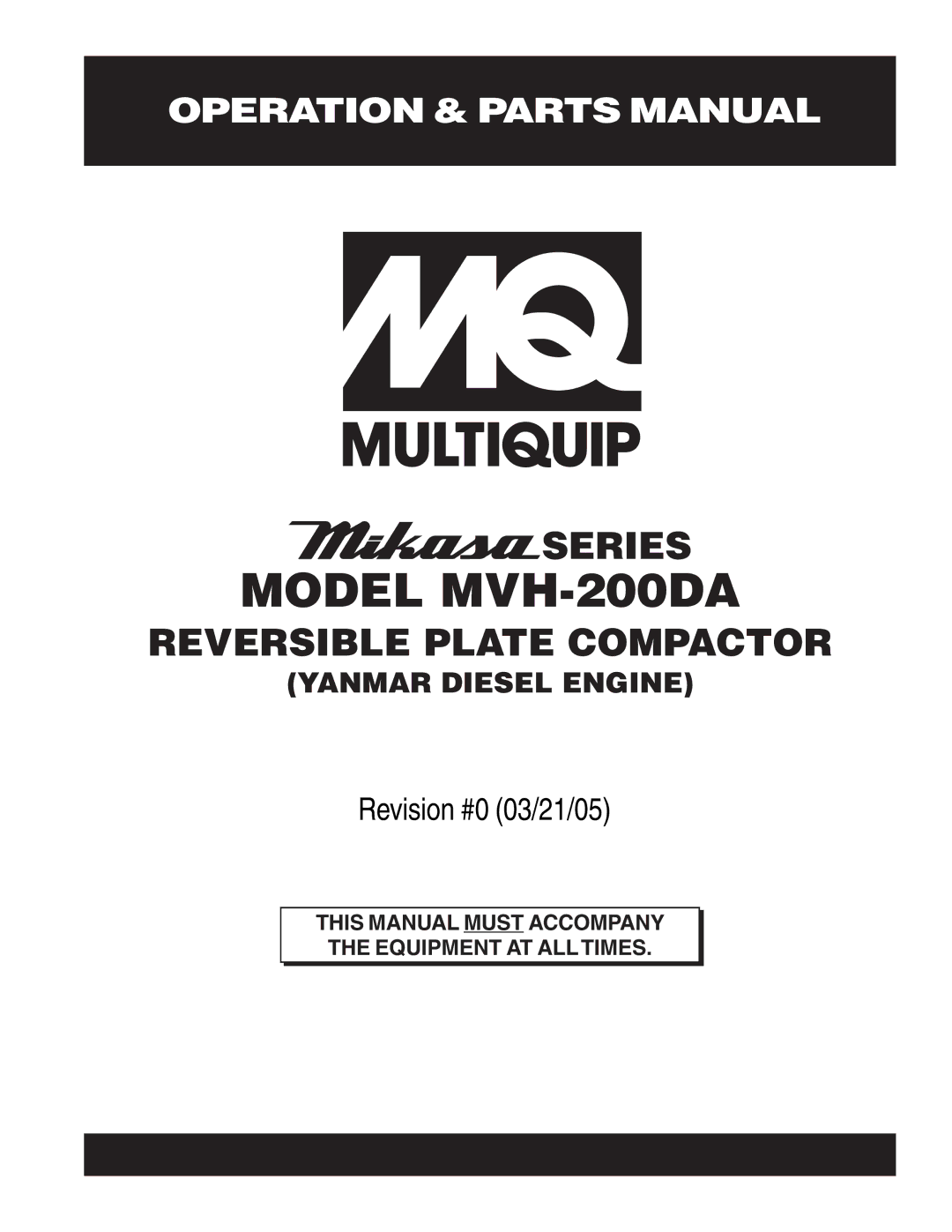 Multiquip manual Model MVH-200DA 