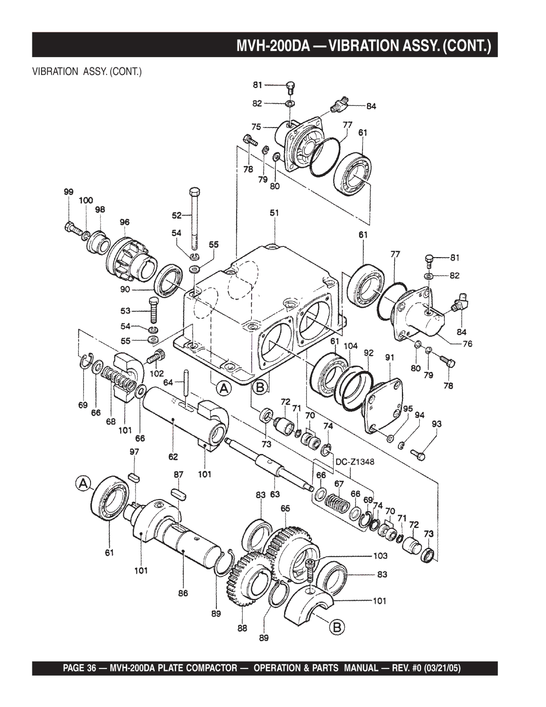 Multiquip manual MVH-200DA -VIBRATION ASSY, Vibration ASSY 