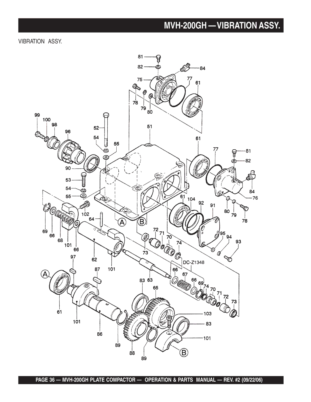 Multiquip manual MVH-200GH -VIBRATION Assy, Vibration Assy 