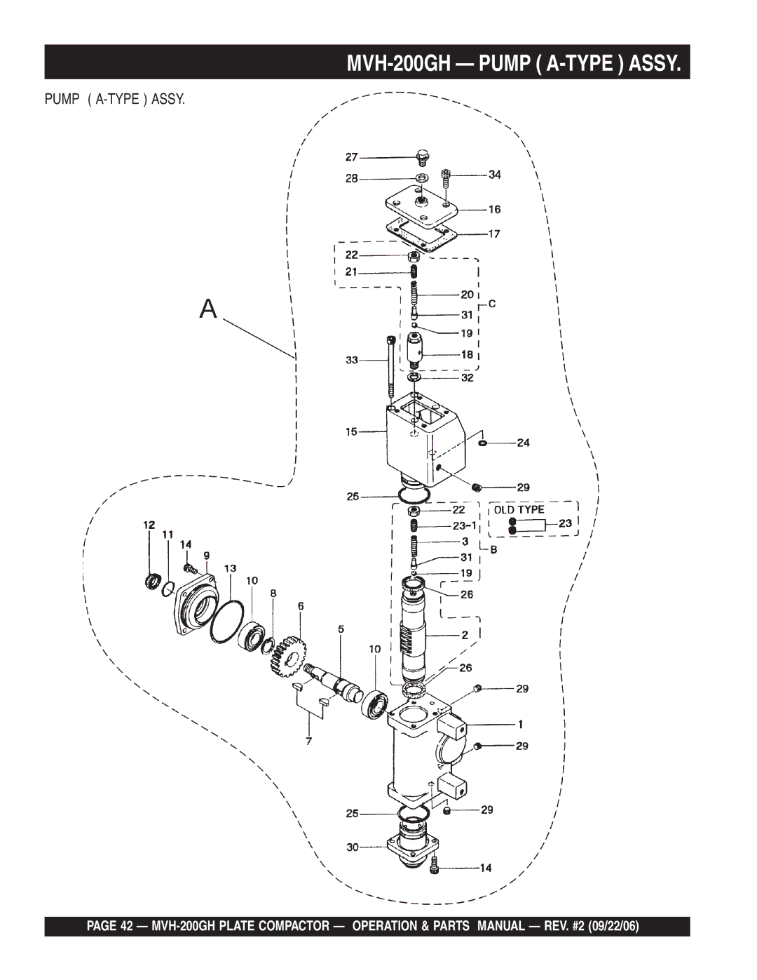 Multiquip manual MVH-200GH Pump A-TYPE Assy 